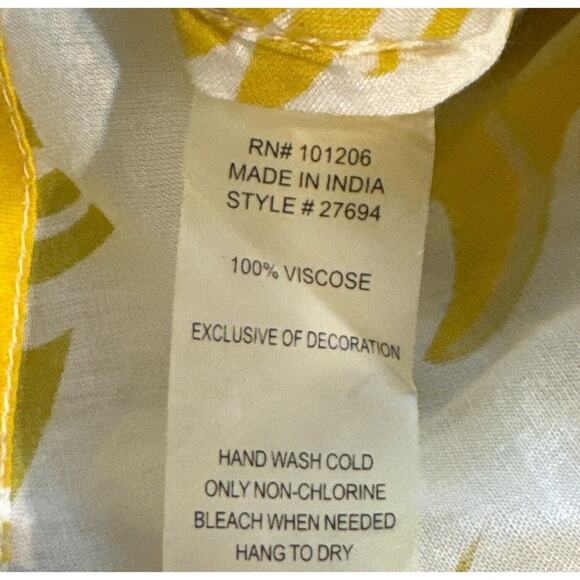 Soft Surroundings Shirt Embellished floral Yellow/Green/Cream Size Small - Picture 7 of 7